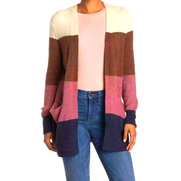 Madewell‎ Cardigan Womens Sz S Colorblock Oversized Alpaca Wool Blend - Picture 1 of 8